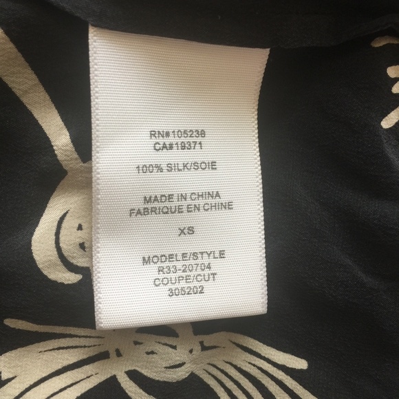 JOIE Black & Tan 'Edita' Abstract Silk Blouse XS - Picture 7 of 8